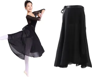 Women Ballet Wrap Skirt Ladies Long Skirts Chiffon Dance Sheer Skirt Summer Beach High Waisted Skirts
