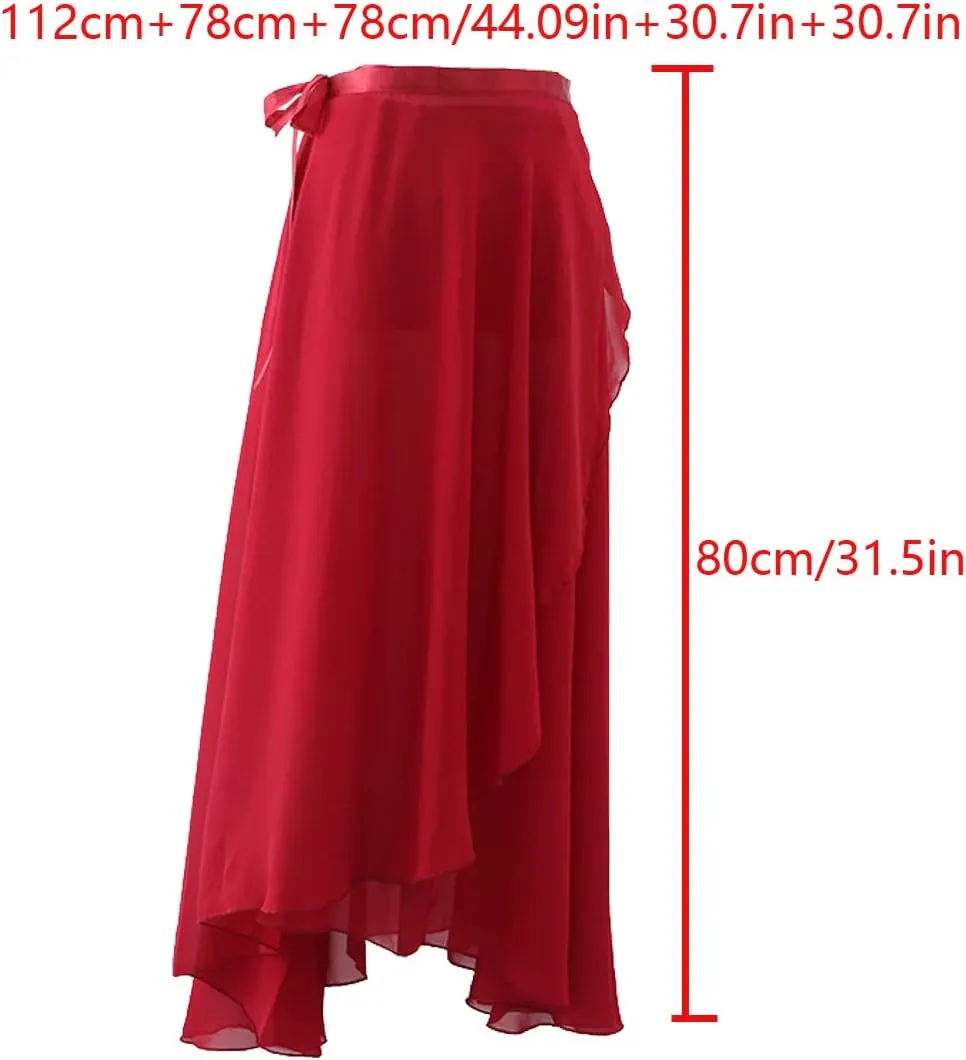 Women Ballet Wrap Skirt Ladies Long Skirts Chiffon Dance Sheer Skirt Summer Beach High Waisted Skirts