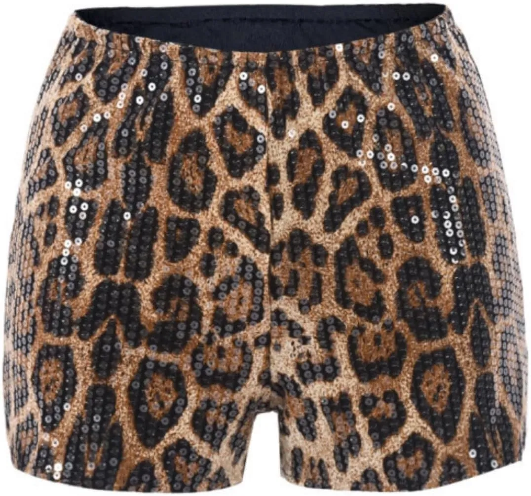 Women Casual High Waist Dance Party Sequin Sparkle Shorts Sexy Glitter Skinny Rave Hot Pants