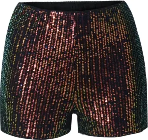 Women Casual High Waist Dance Party Sequin Sparkle Shorts Sexy Glitter Skinny Rave Hot Pants