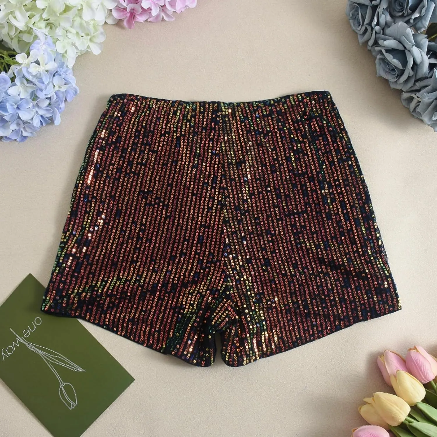 Women Casual High Waist Dance Party Sequin Sparkle Shorts Sexy Glitter Skinny Rave Hot Pants