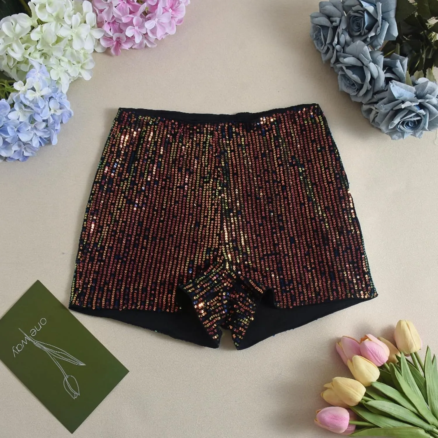 Women Casual High Waist Dance Party Sequin Sparkle Shorts Sexy Glitter Skinny Rave Hot Pants
