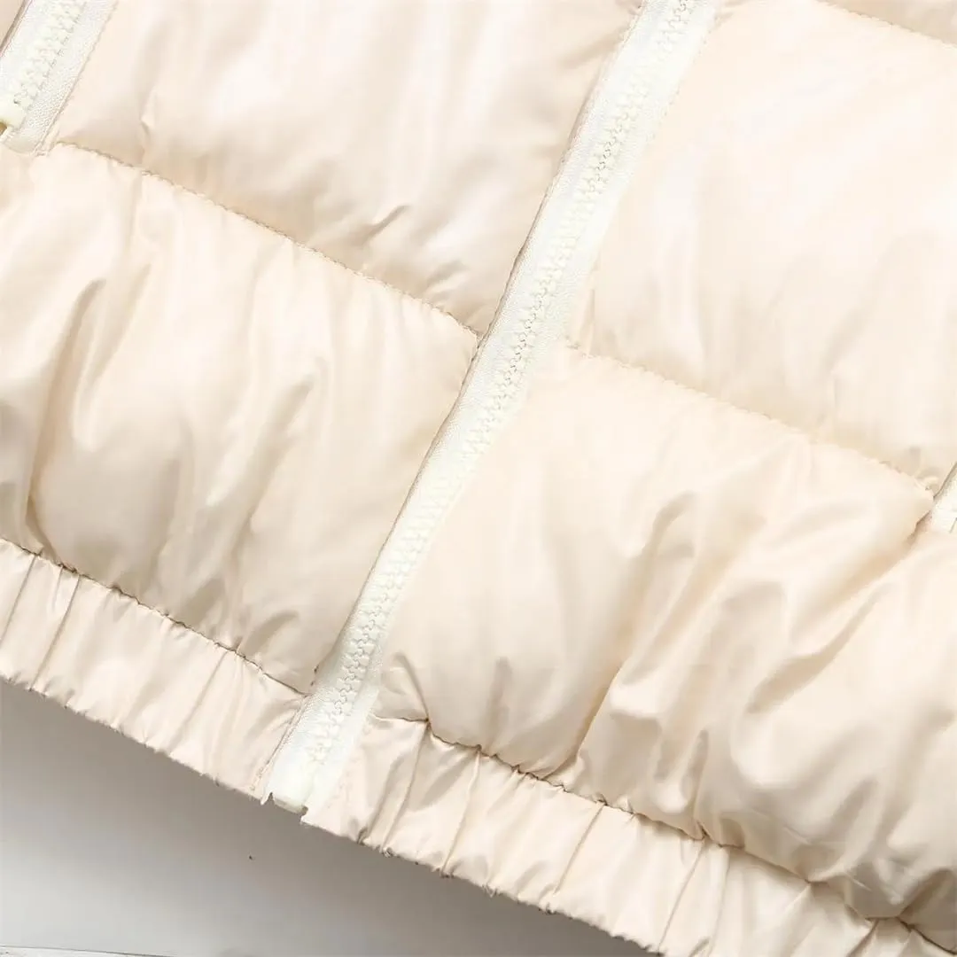 Women Clothing Sleeveless Jacket Winter Short Outerwear Simple Stand Collar Eiderdown Cotton Padded Coat