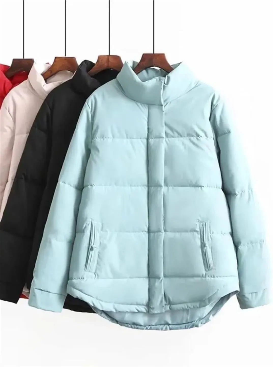 Women Parkas Winter Outerwear Stand Collar A-Line Eiderdown Cotton Padded Coat