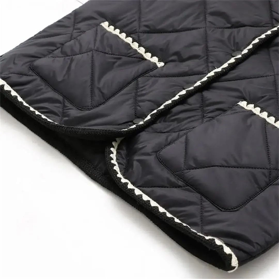 Women Sleeveless Jacket Winter Outerwear Double Pocket Eiderdown Cotton Padded Coat