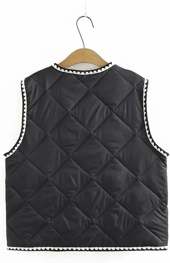 Women Sleeveless Jacket Winter Outerwear Double Pocket Eiderdown Cotton Padded Coat