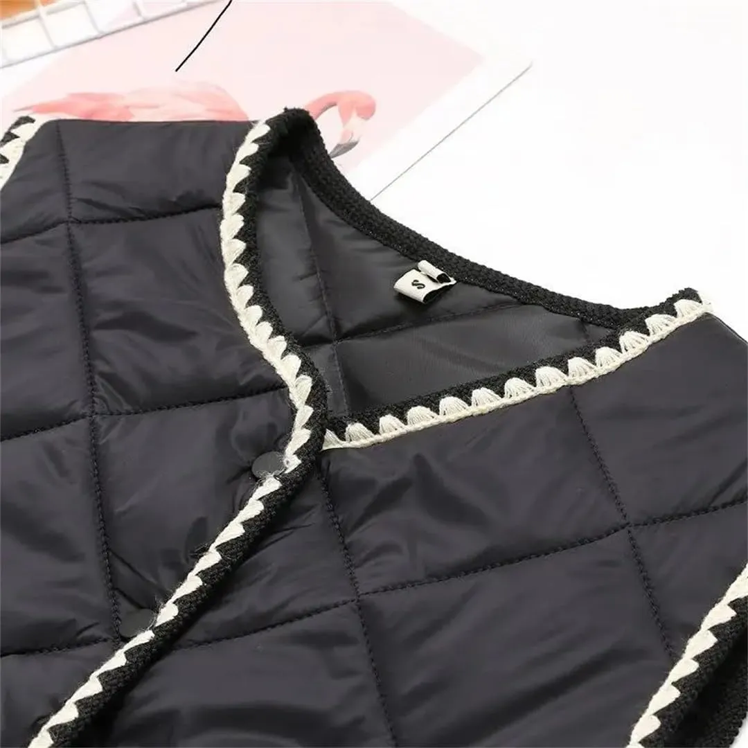 Women Sleeveless Jacket Winter Outerwear Double Pocket Eiderdown Cotton Padded Coat