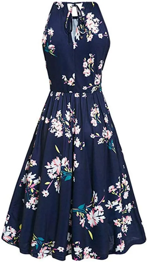 Women Summer Ball Gown Dresses, 2019 Casual Halter Sleeveless Print Mini Party Dress Sundress