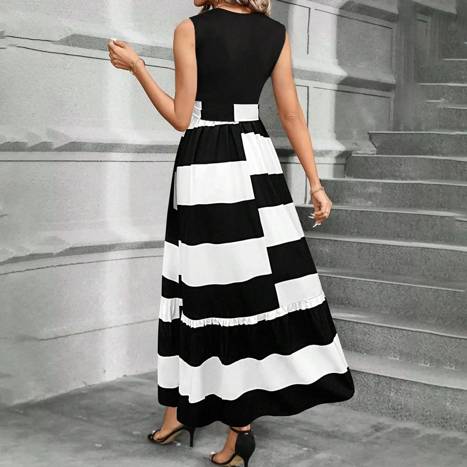 Women Summer Dresses 2025 Printed Sundresses Elegant Beach Tank Dress A Line Casual Sleeveless Vacation Clothes