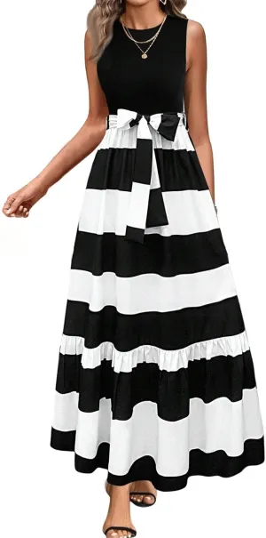 Women Summer Dresses 2025 Printed Sundresses Elegant Beach Tank Dress A Line Casual Sleeveless Vacation Clothes