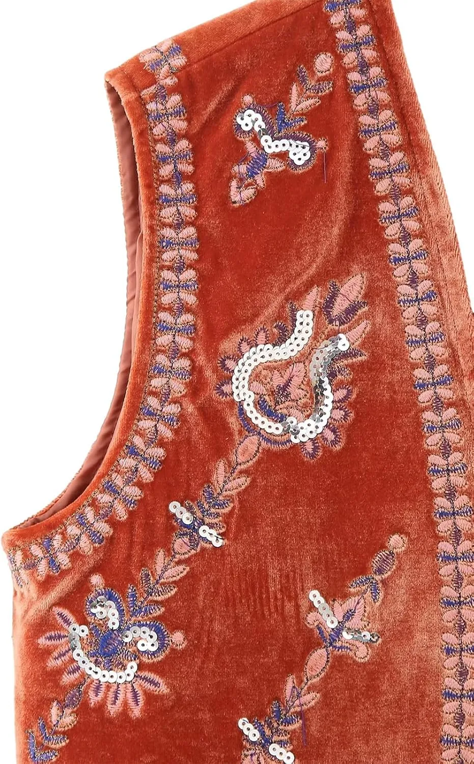 Women Vintage Floral Embroidered Vest Y2K Sleeveless Open Front Cardigan Boho Linen Cropped Waistcoat