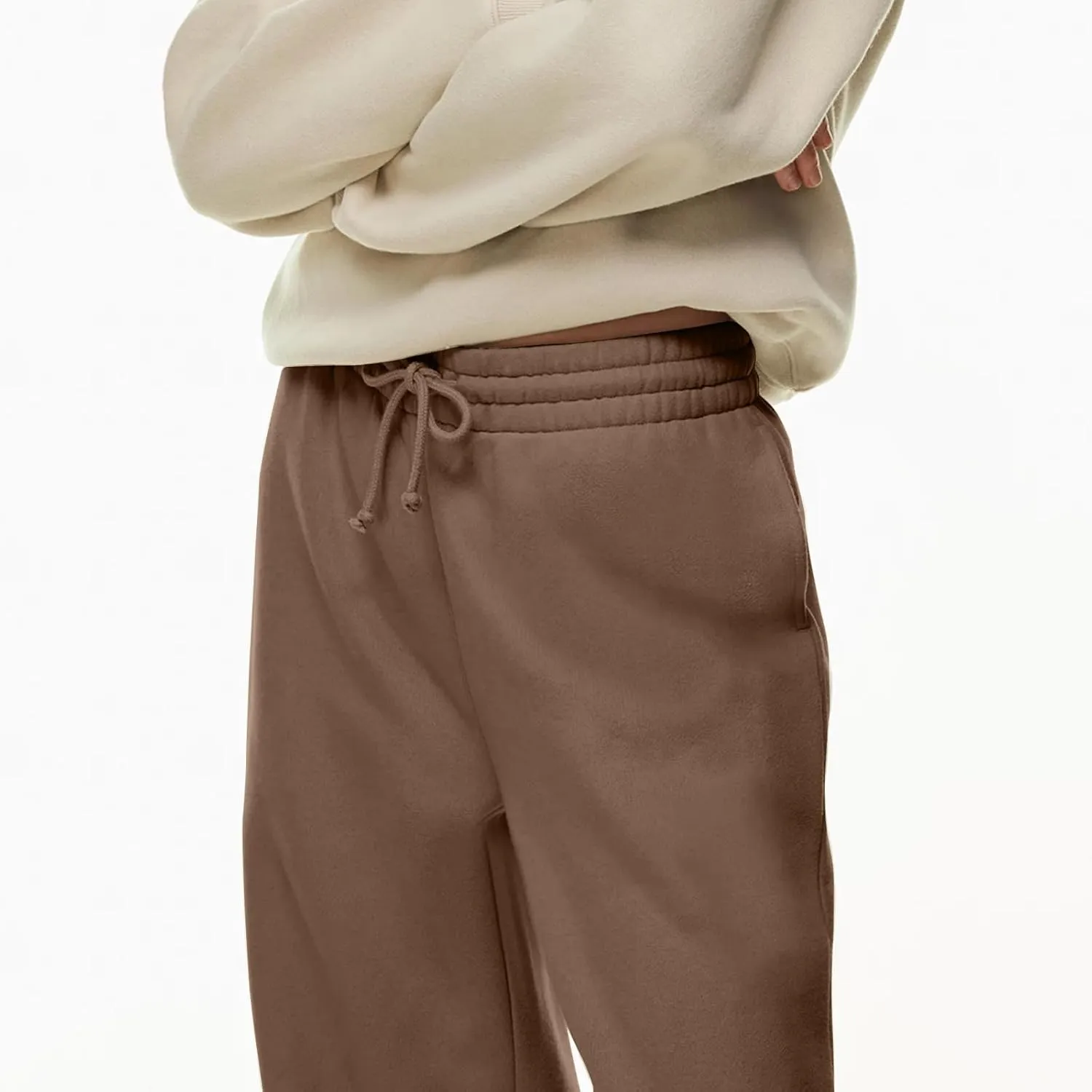 Women Wide Leg Sweatpants Cozy Fleece Boyfriend Basic Sweatpant Causal Drawstring High Waist Baggy Straight Leg Jogger