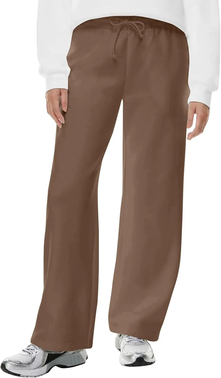 Women Wide Leg Sweatpants Cozy Fleece Boyfriend Basic Sweatpant Causal Drawstring High Waist Baggy Straight Leg Jogger