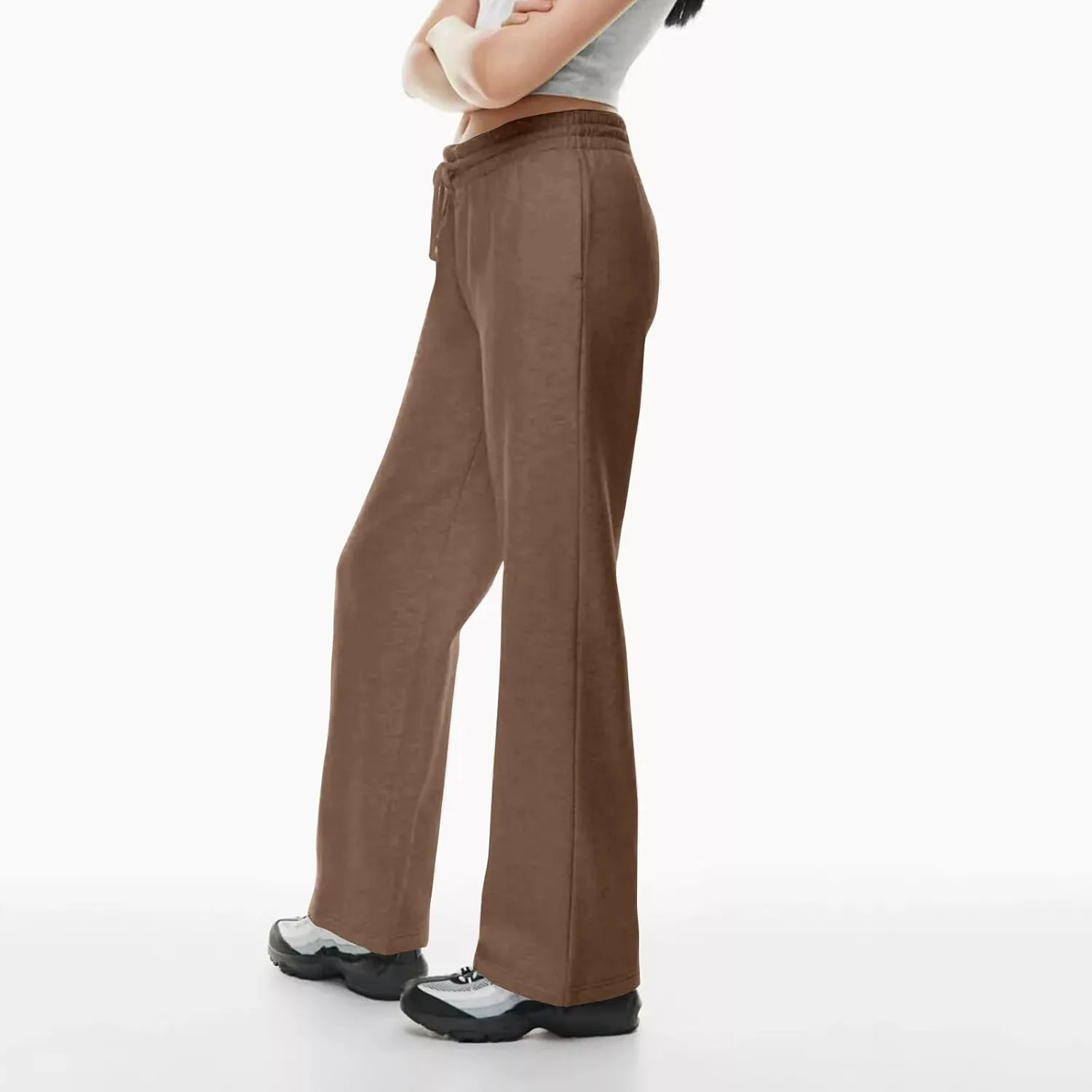 Women Wide Leg Sweatpants Cozy Fleece Boyfriend Basic Sweatpant Causal Drawstring High Waist Baggy Straight Leg Jogger