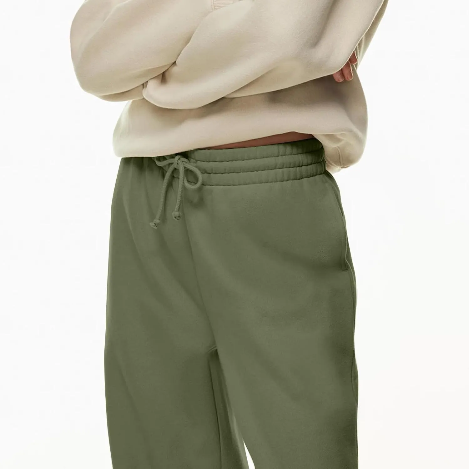 Women Wide Leg Sweatpants Cozy Fleece Boyfriend Basic Sweatpant Causal Drawstring High Waist Baggy Straight Leg Jogger