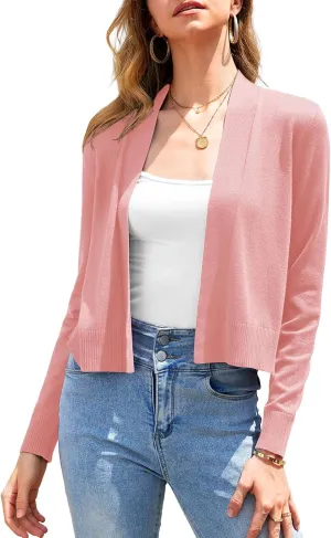Women's 2025 Trendy Cropped Cardigan Sweaters Dressy Casual Open Front Knit Soft Ladies Short Bolero Shrugs Tops