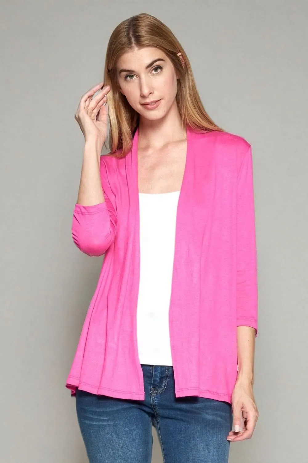 Women's 3/4 Sleeve Extra Soft Open Front Casual Flowy Viscose Made from Bamboo Cardigan