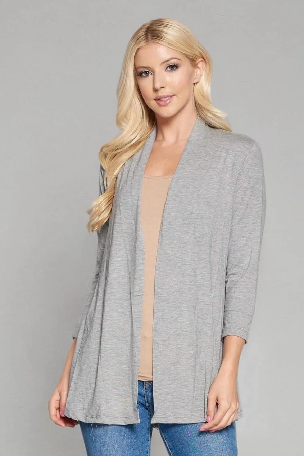 Women's 3/4 Sleeve Extra Soft Open Front Casual Flowy Viscose Made from Bamboo Cardigan