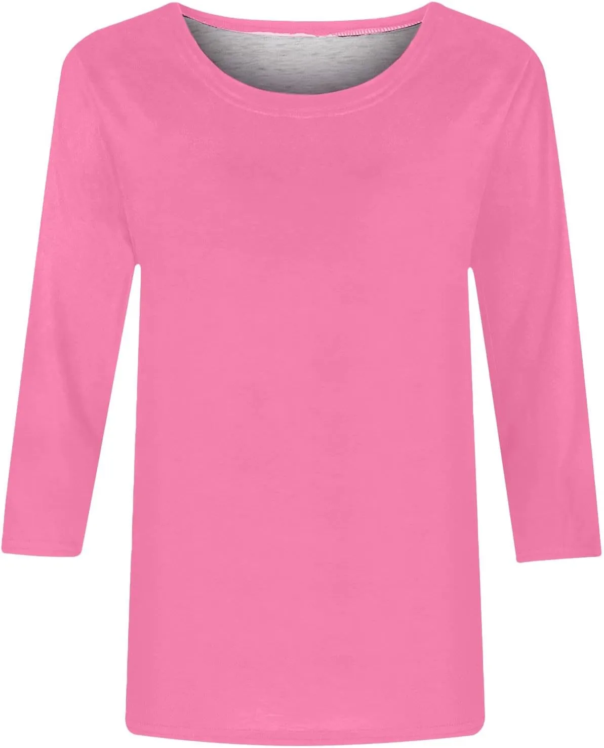 Womens 3/4 Sleeve T-Shirt Plain Pullover Tops Cozy Crewneck Casual Top Three Quarter Length Sleeve T Shirt Soft Basic Blouse