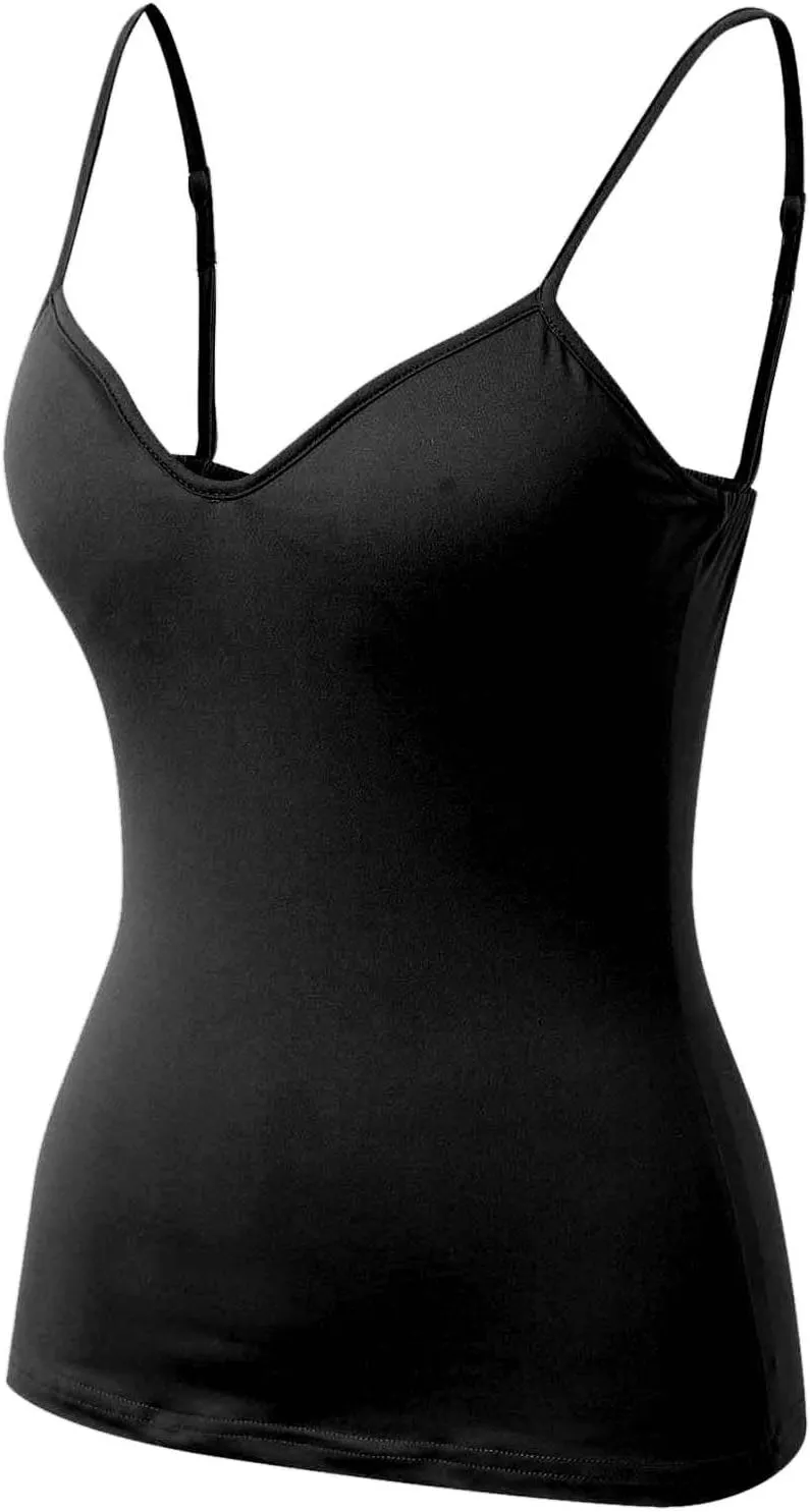 Women's Built-in Bra Tank Top - Soft Cotton Stretchy Cami with 2025 New Shelf Bra Support, Seamless Layering Undershirts