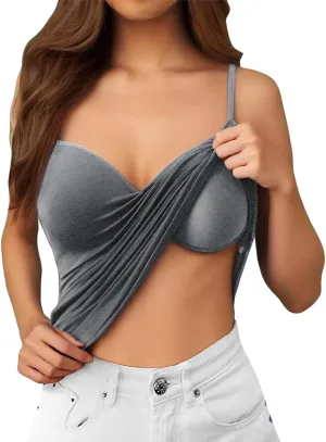 Women's Built-in Bra Tank Top - Soft Cotton Stretchy Cami with 2025 New Shelf Bra Support, Seamless Layering Undershirts