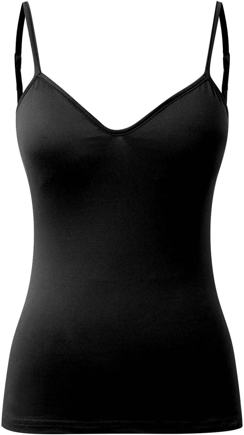 Women's Built-in Bra Tank Top - Soft Cotton Stretchy Cami with 2025 New Shelf Bra Support, Seamless Layering Undershirts