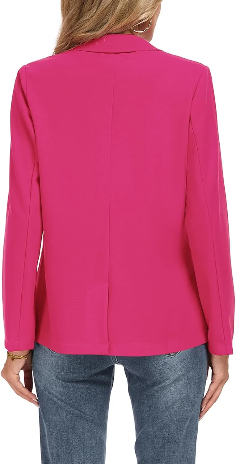 Womens Casual Blazer Long Sleeve Open Front Lapel Button Blazers Work Office Blazer Jacket with Pockets
