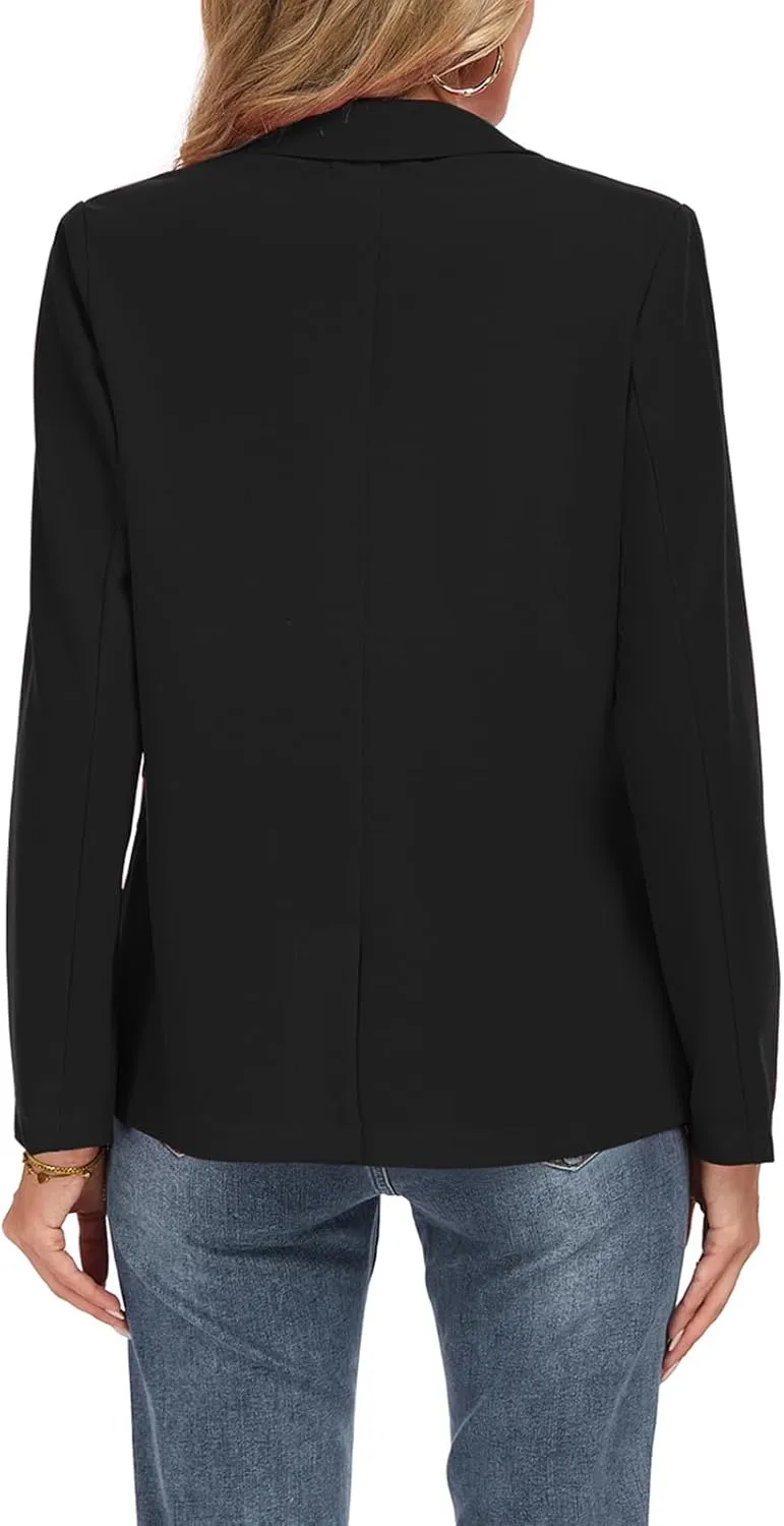 Womens Casual Blazer Long Sleeve Open Front Lapel Button Blazers Work Office Blazer Jacket with Pockets