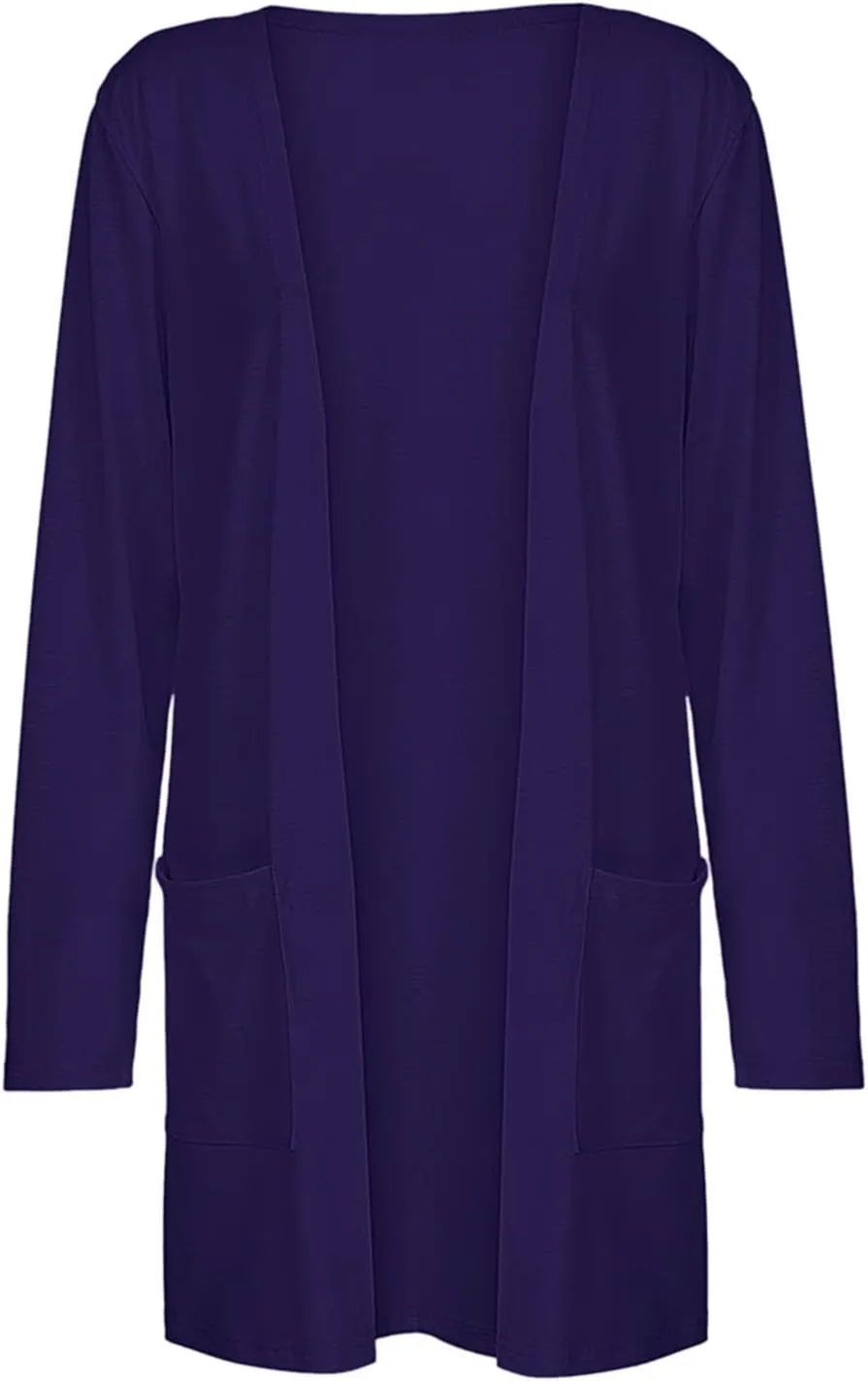 Womens Casual Lightweight Long Sleeve Cardigan Soft Drape Open Front Fall Dusters Sweaters Outwear Coat with Pockets