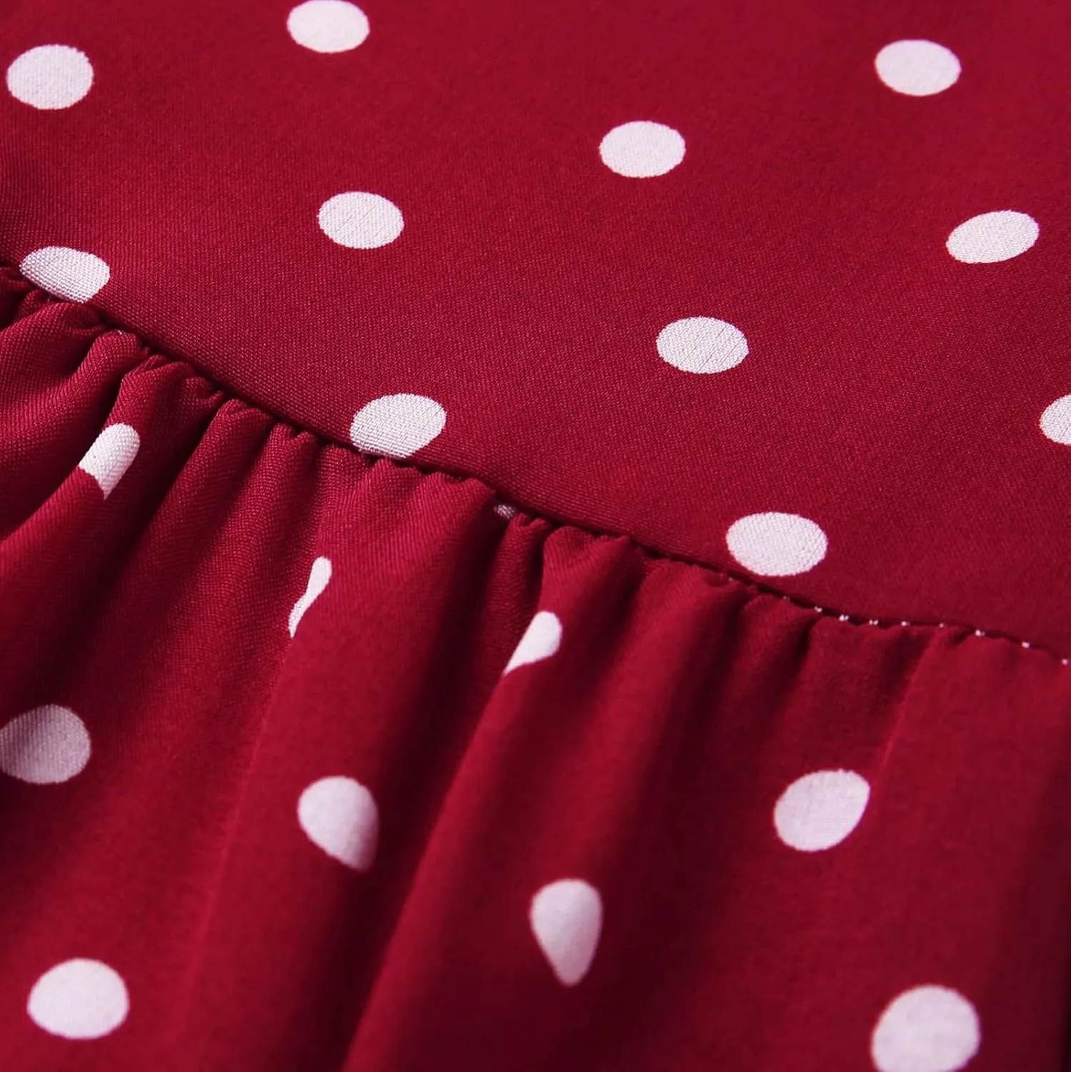 Women's Elegant Round Neck Sleeveless Dress Hem Ruffle Pleated Midi Skirt Polka Dot Loose Dresses Party Vacation