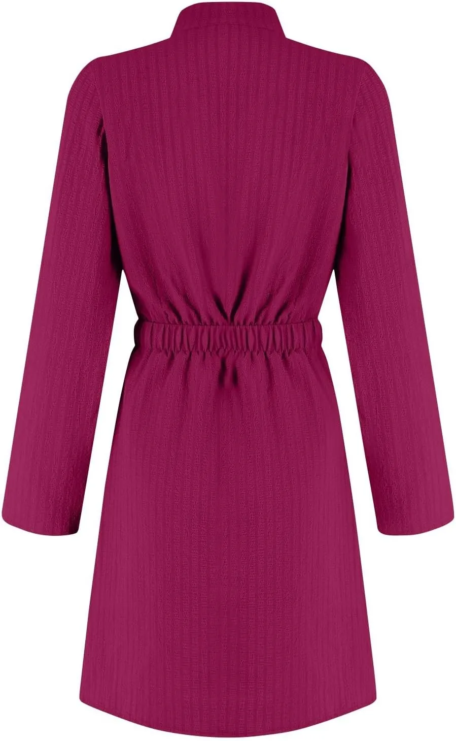 Women's Fall Trendy Long Sleeve Button Solid Elegant V-Neck Dress Plus Size