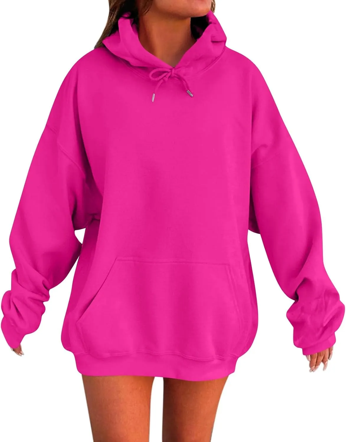 Womens Hoodies Drop Shoulder Oversized Y2K Hoodie Fleece Lightweight Plus Size Hooded Sweatshirt Pullover w/Pockets