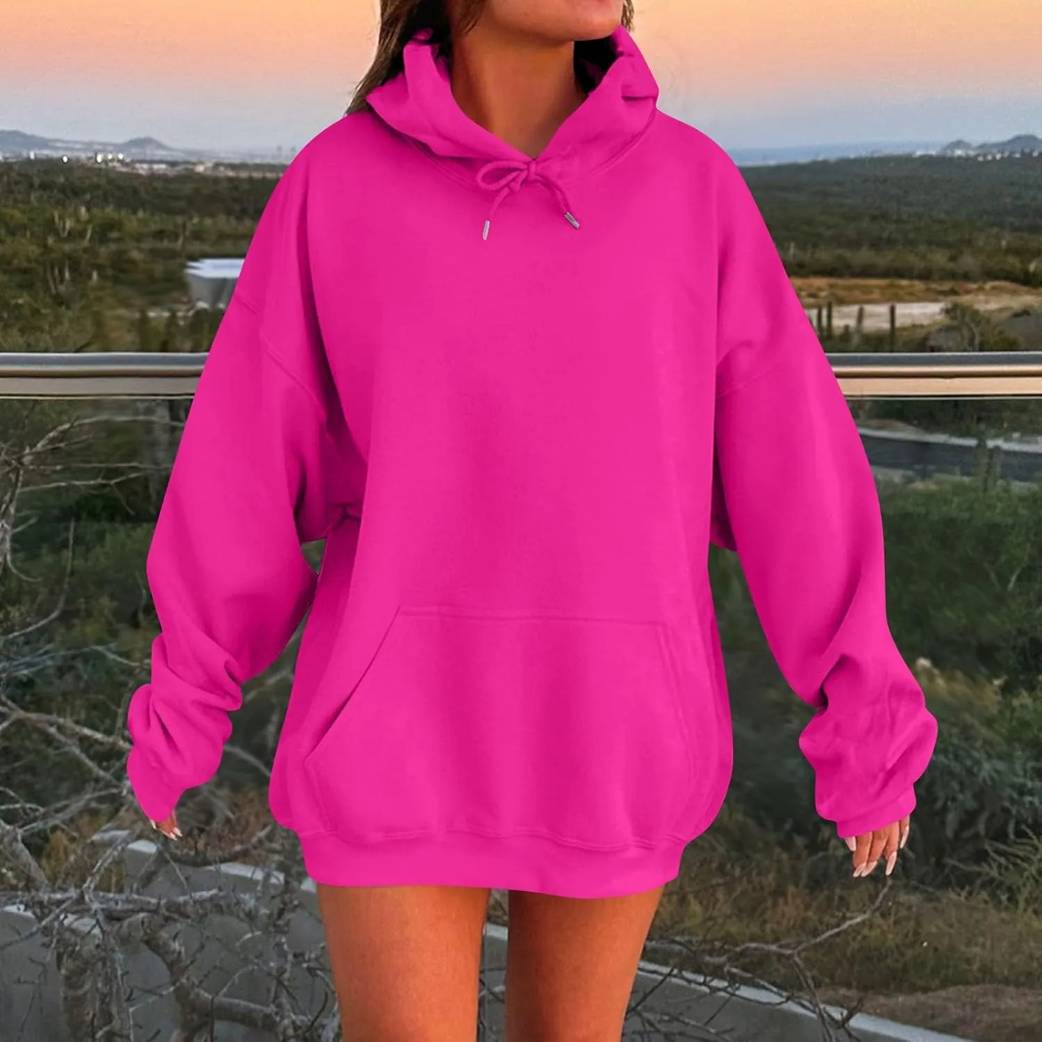 Womens Hoodies Drop Shoulder Oversized Y2K Hoodie Fleece Lightweight Plus Size Hooded Sweatshirt Pullover w/Pockets