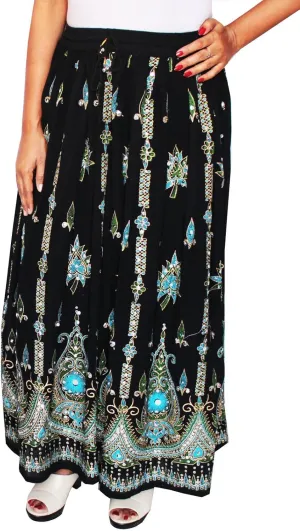 Womens Indian Long Skirts Sequins Ankle Length Rayon India Clothing