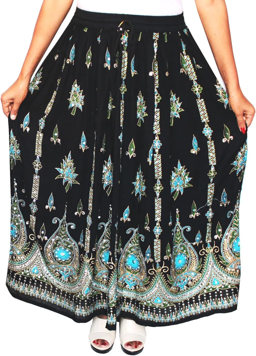 Womens Indian Long Skirts Sequins Ankle Length Rayon India Clothing