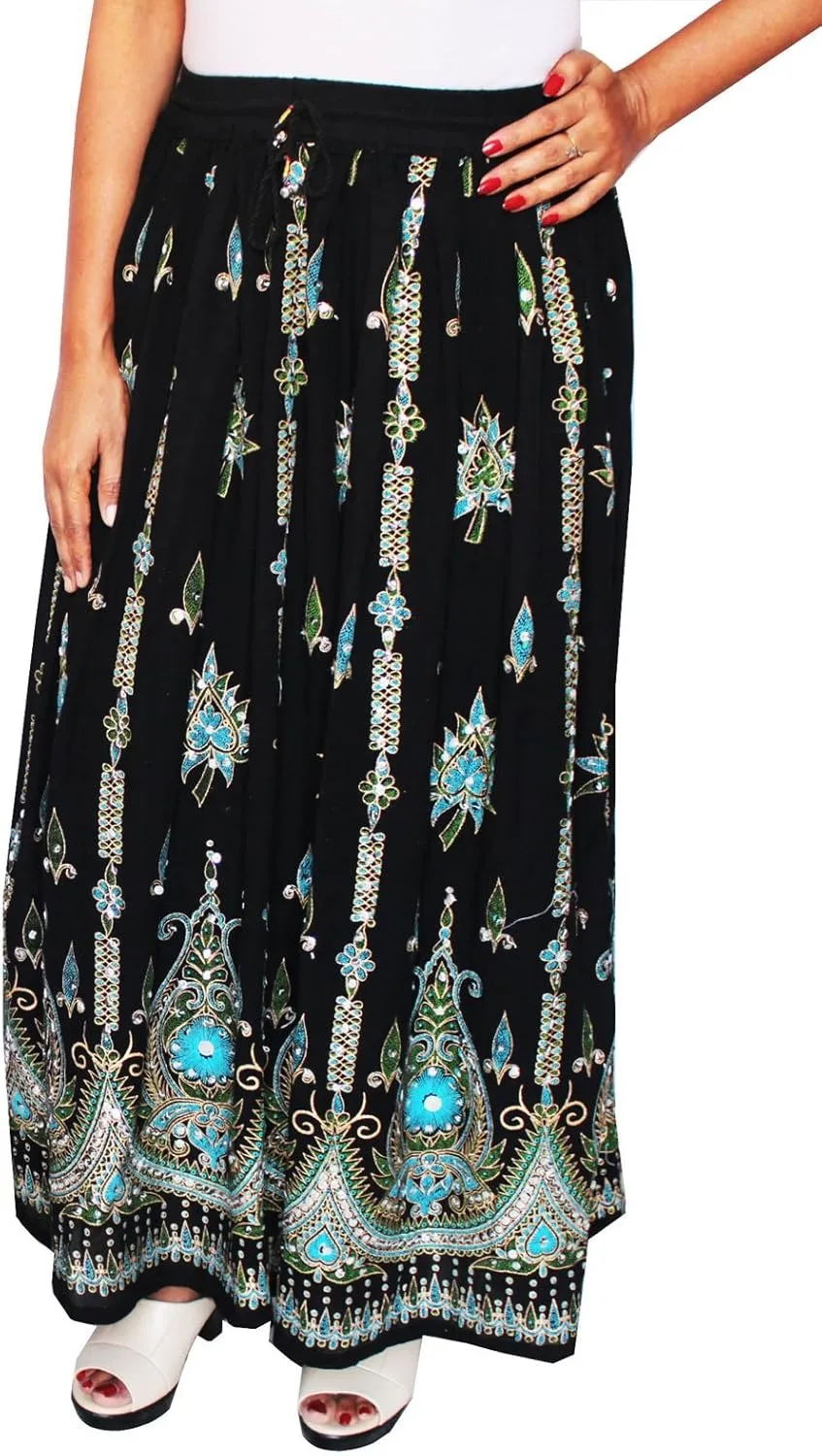 Womens Indian Long Skirts Sequins Ankle Length Rayon India Clothing