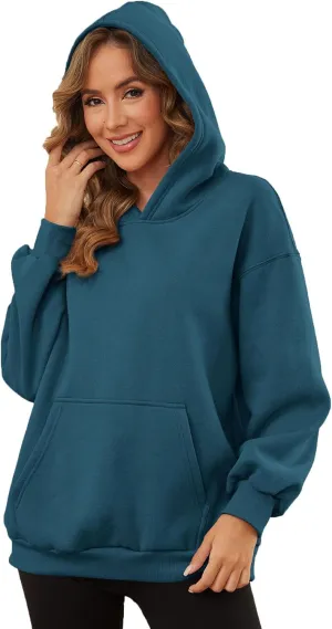 Womens Oversized Hoodies Fleece Sweatshirts with Pocket Pullover Winter Fall Outfits 2024 Trendy Preppy Clothes