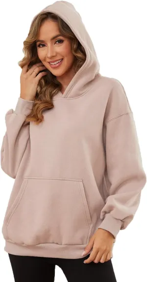 Womens Oversized Hoodies Fleece Sweatshirts with Pocket Pullover Winter Fall Outfits 2024 Trendy Preppy Clothes