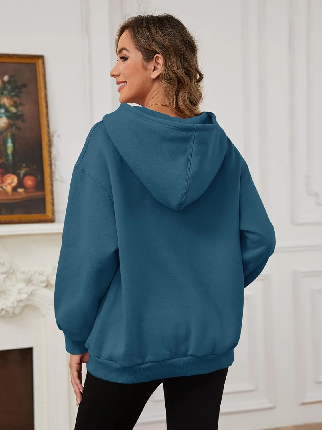 Womens Oversized Hoodies Fleece Sweatshirts with Pocket Pullover Winter Fall Outfits 2024 Trendy Preppy Clothes