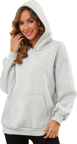 Womens Oversized Hoodies Fleece Sweatshirts with Pocket Pullover Winter Fall Outfits 2024 Trendy Preppy Clothes