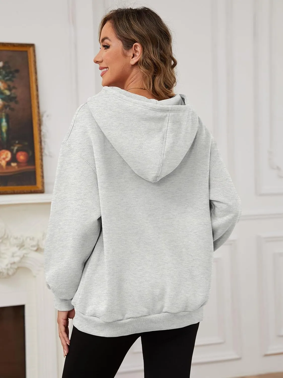 Womens Oversized Hoodies Fleece Sweatshirts with Pocket Pullover Winter Fall Outfits 2024 Trendy Preppy Clothes