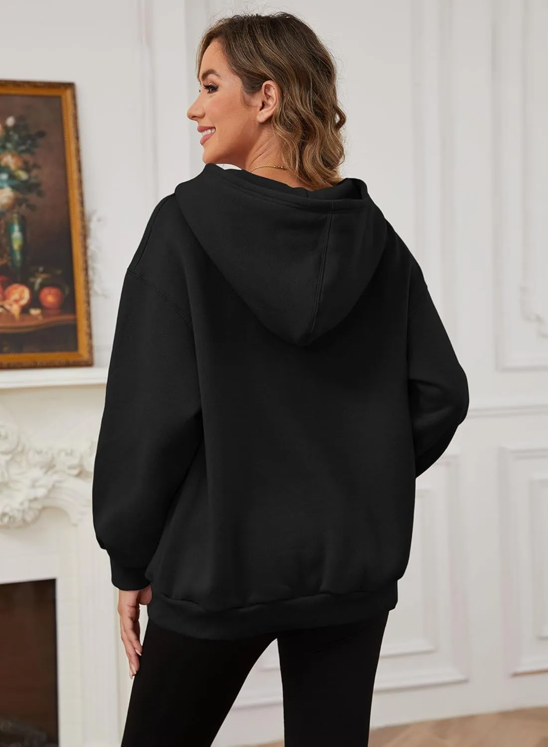 Womens Oversized Hoodies Fleece Sweatshirts with Pocket Pullover Winter Fall Outfits 2024 Trendy Preppy Clothes