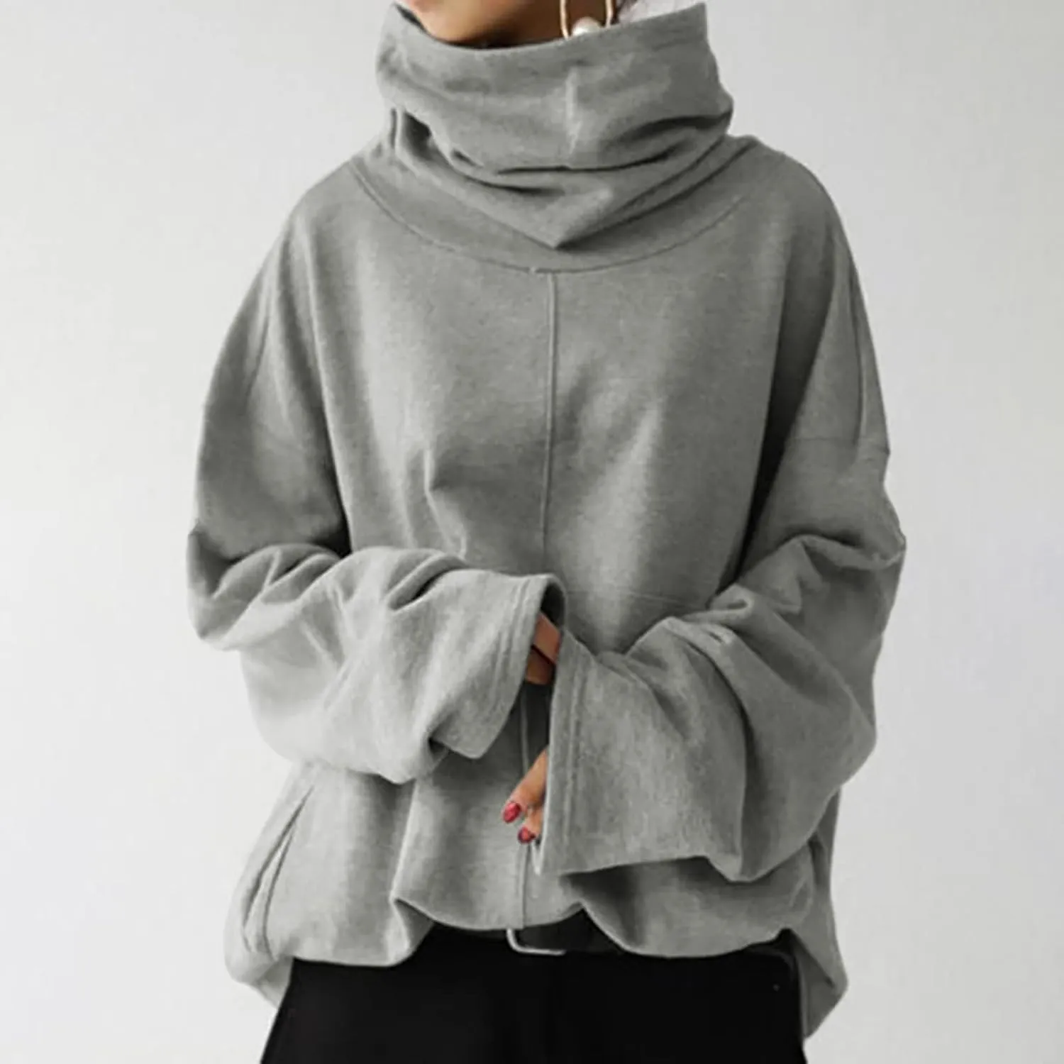 Women's Oversized Sweatshirts 2024 Cowl Neck Casual Loose Fit Hoodies Fall Trendy Pullover Long Sleeve Tunic Top