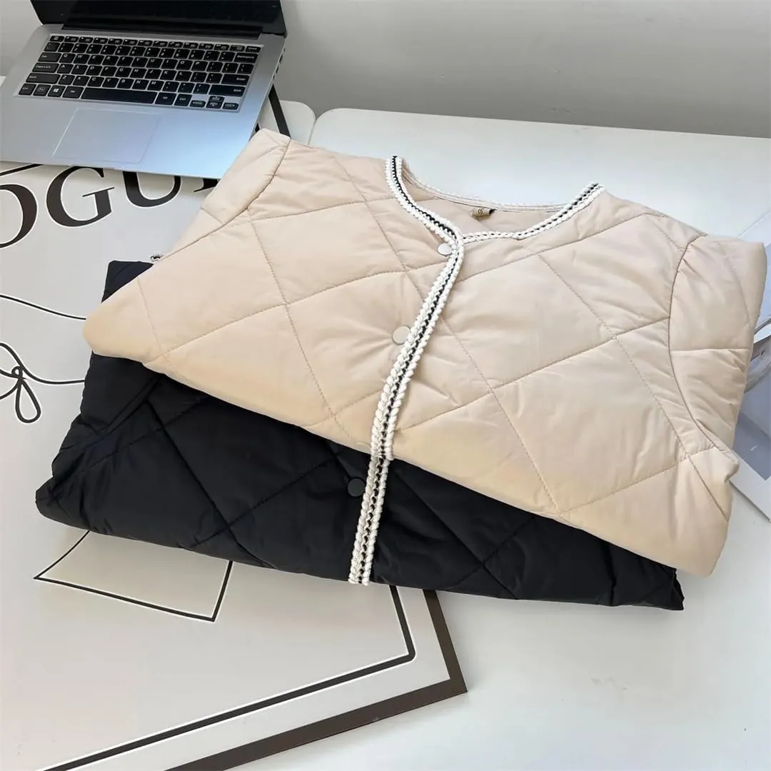 Women's Parka Autumn Winter V Pocket Thin Cotton-Padded Coat