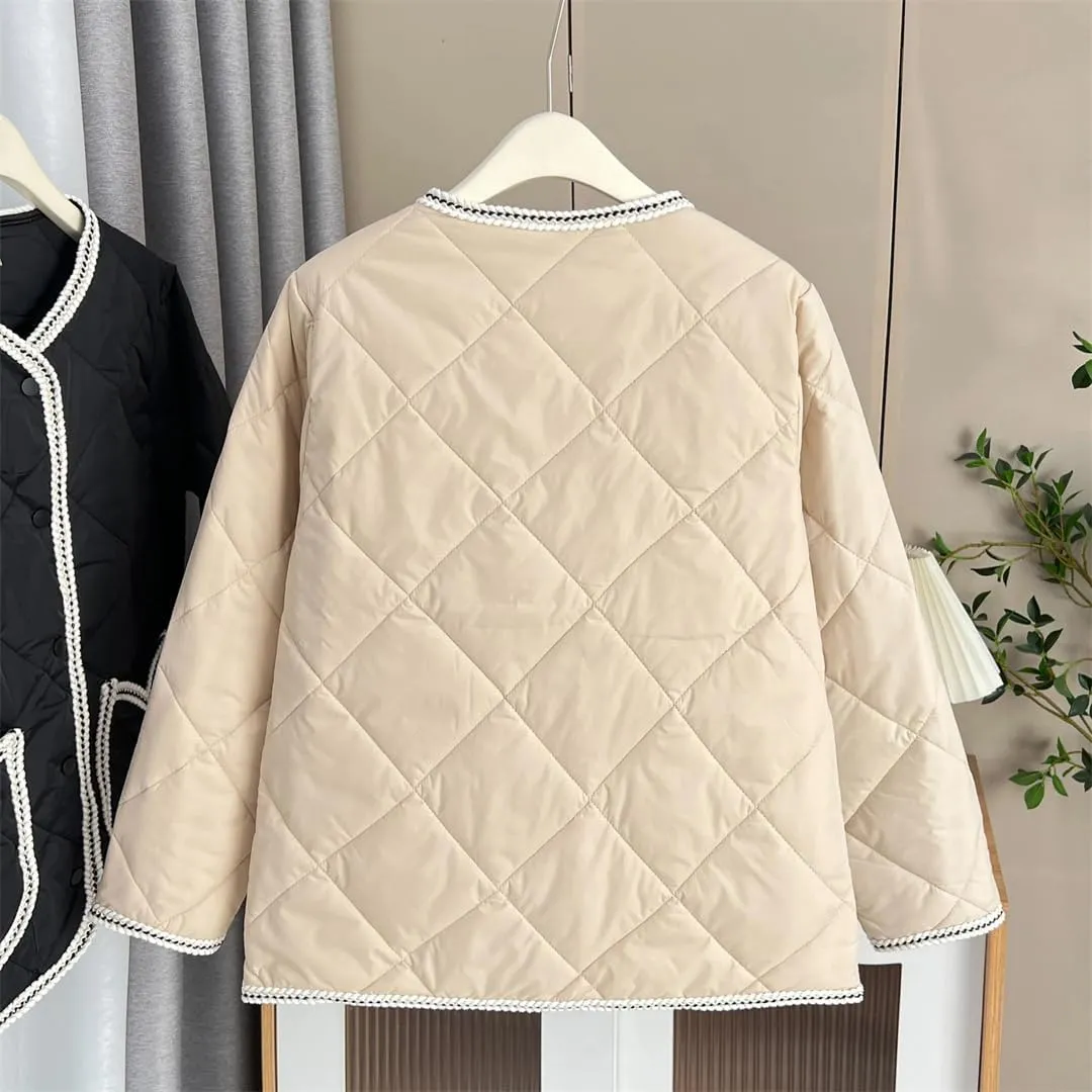 Women's Parka Autumn Winter V Pocket Thin Cotton-Padded Coat