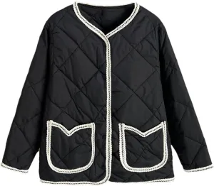 Women's Parka Autumn Winter V Pocket Thin Cotton-Padded Coat