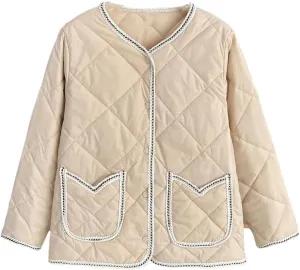 Women's Parka Autumn Winter V Pocket Thin Cotton-Padded Coat