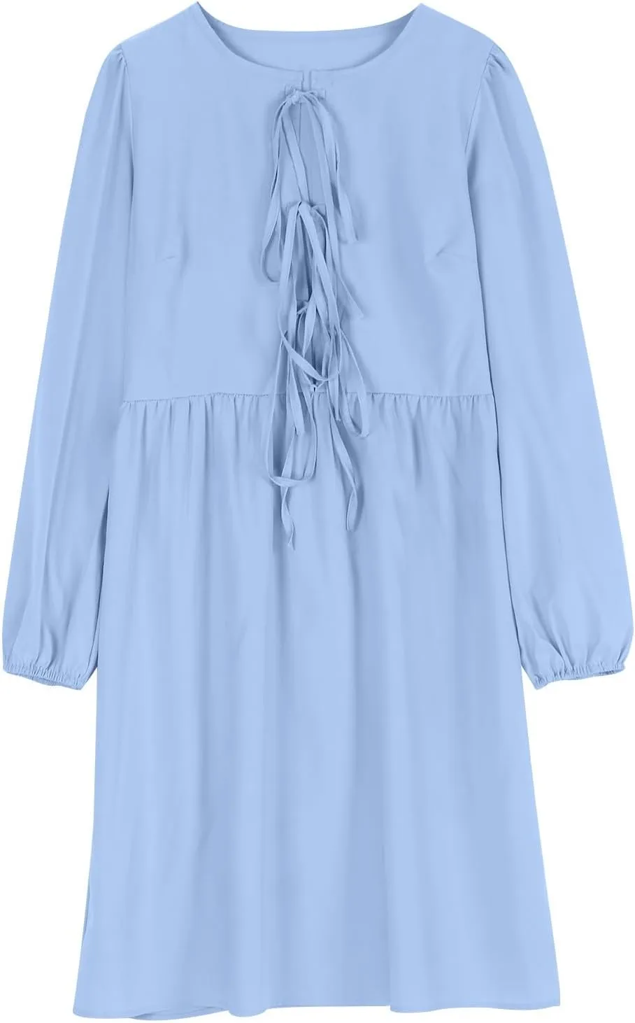 Womens Plus Size Fall Dresses Midi Trendy Lantern Long Sleeve Dress Elegant Solid Flowy Swing Cocktail Party Dresses