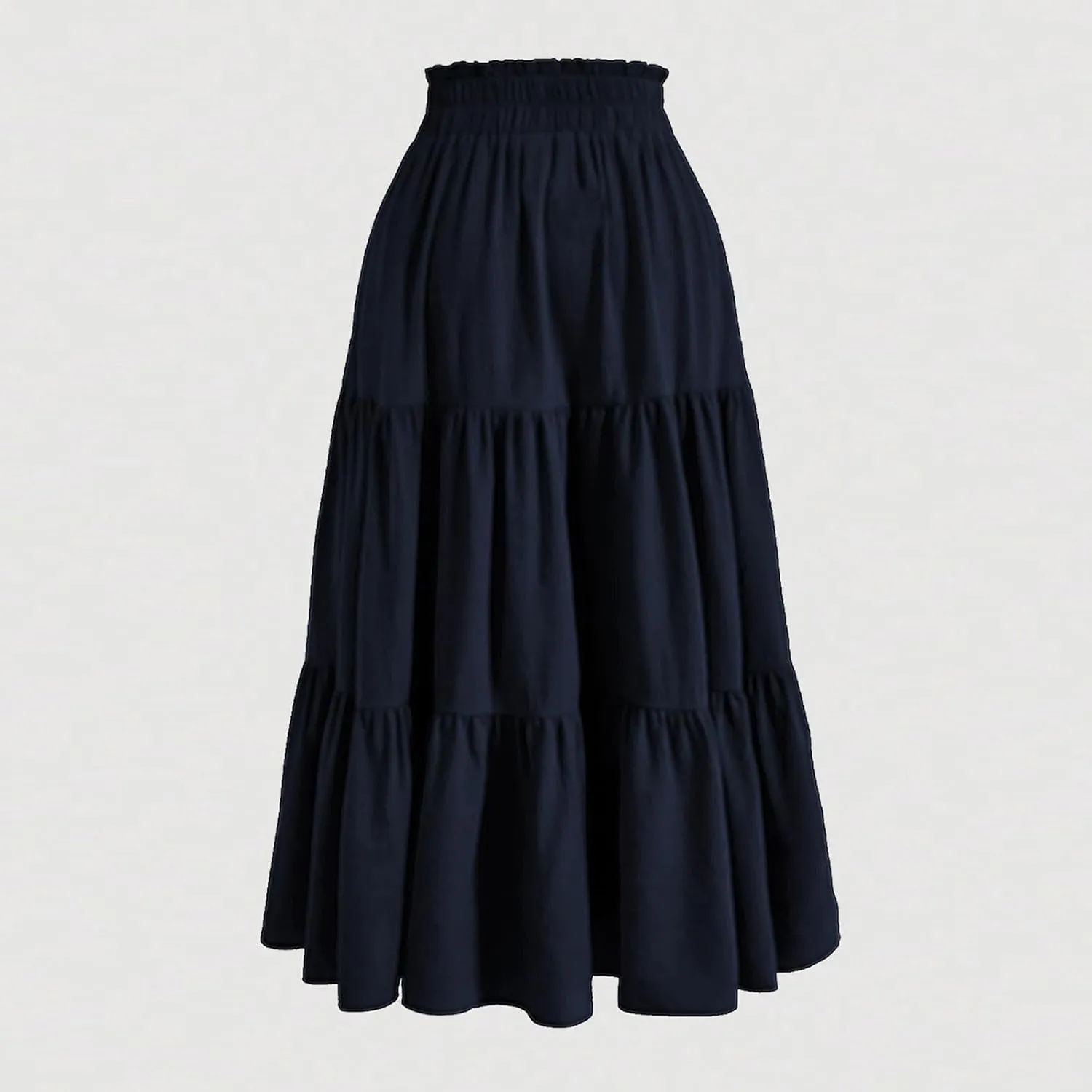 Womens Summer Casual A-Line Long Skirt Tiered High Waist Beach Outfits Elastic Waist Bohemian Print Maxi Skirt