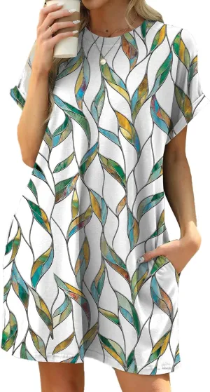 Women's Summer Casual T Shirt Dresses 2025 Short Sleeve Crewneck Loose Fit Mini Dress Beach Vacation Clothes with Pockets